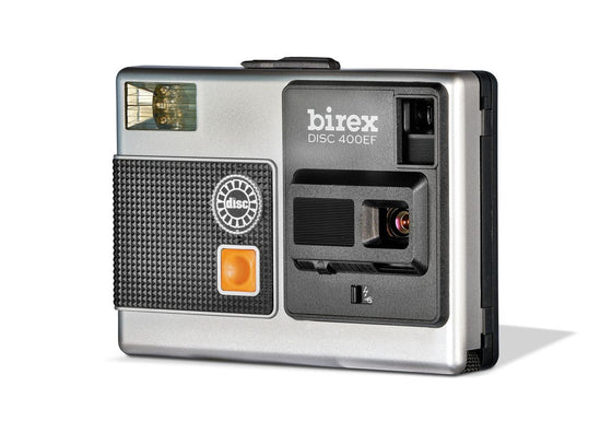 a fine art print of a Birex disc 400 EF camera retro camera on white