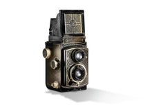  a fine art print of an Art Deco Rolleicord retro camera on white